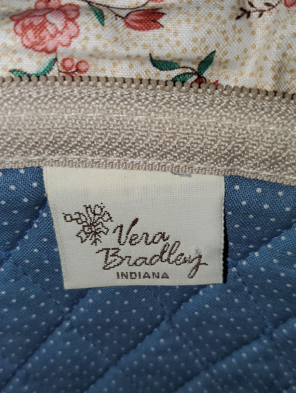 VTG Vera Bradley Indiana Cream Quilted Floral Crossbody Bag Retired 1980s - Picture 5 of 14